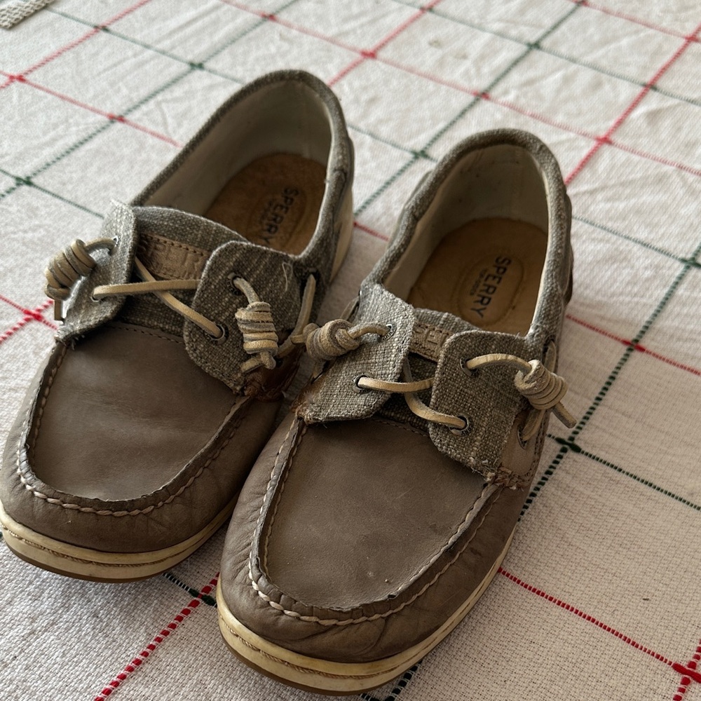Sperry Tan and Gray Boat Shoes